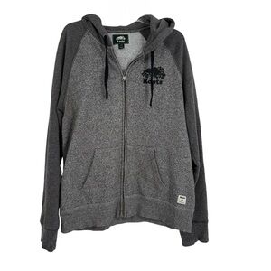 Roots Hoodie Mens Size Large Gray Full Zip Athletic Canada Sweatshirt full zip